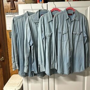 4 Real Ranch work shirts, unisex 3 /LT & 1XL light shirt / 1 heavier. GC